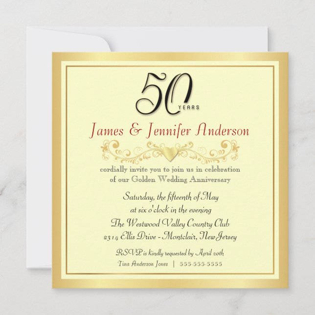 50th Wedding Anniversary Party Invitations (Front)