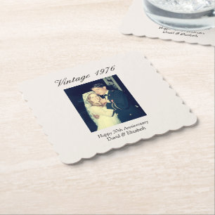 50th Wedding Anniversary Party Personalised Photo Paper Coaster