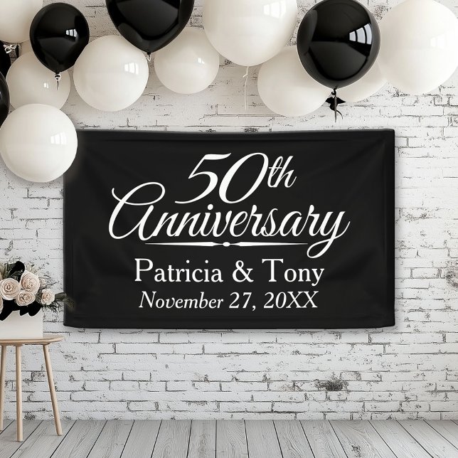 50th Wedding Anniversary Personalised Banner (Custom Anniversary Banner)