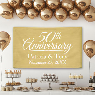50th Wedding Anniversary Personalised - gold Banner
