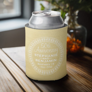 50th Wedding Anniversary Personalised gold Can Cooler