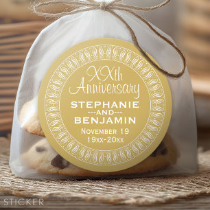 50th Wedding Anniversary Personalised gold Classic Round Sticker