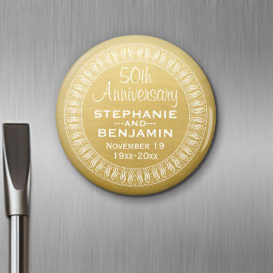 50th Wedding Anniversary Personalised gold Magnet