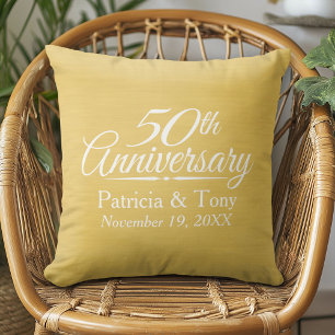 50th Wedding Anniversary Personalised Golden Cushion