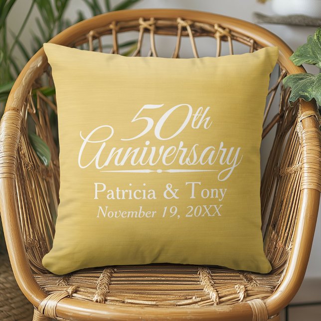 50th Wedding Anniversary Personalised Golden Cushion (Custom Anniversary Pillow)