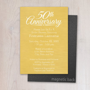 50th Wedding Anniversary Personalised Golden Magnetic Invitation