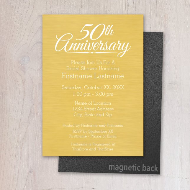 50th Wedding Anniversary Personalised Golden Magnetic Invitation (Magnetic Invitation - Wedding Anniversary)