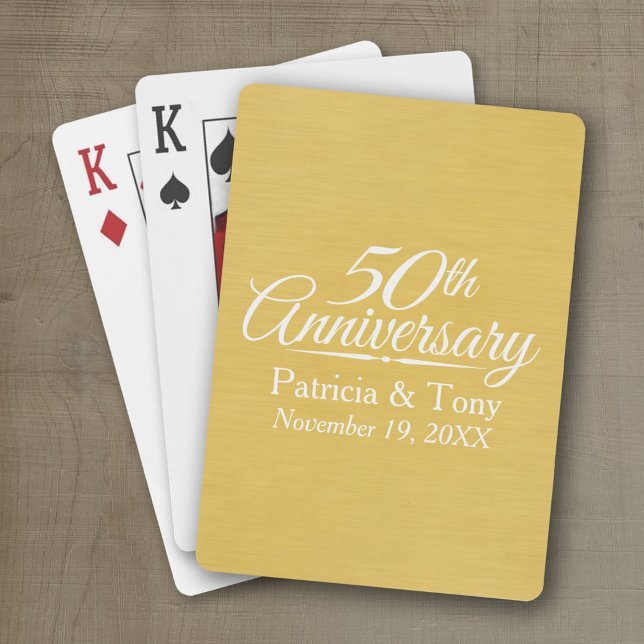 50th Wedding Anniversary Personalised Golden Playing Cards (Wedding Anniversary Playing Cards - Personalize with your information)