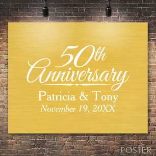50th Wedding Anniversary Personalised Golden Poster
