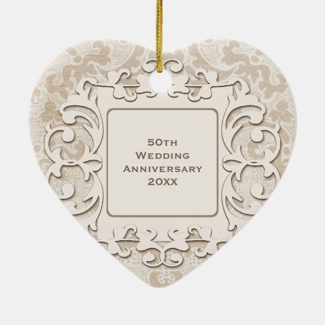 50th Wedding Anniversary Personalised Photo Ceramic Tree Decoration (Back)