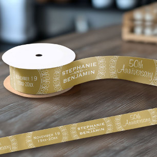 50th Wedding Anniversary Personalised Satin Ribbon