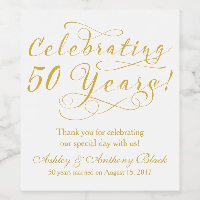 50th Wedding Anniversary Personalised Wine Label (Single Label)