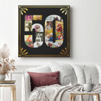 50th Wedding Anniversary Photo Black Gold Art Deco