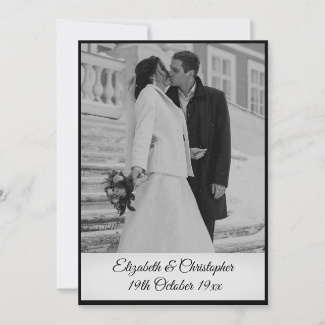 50th Wedding Anniversary Photo Elegant Black White Invitation (Front)
