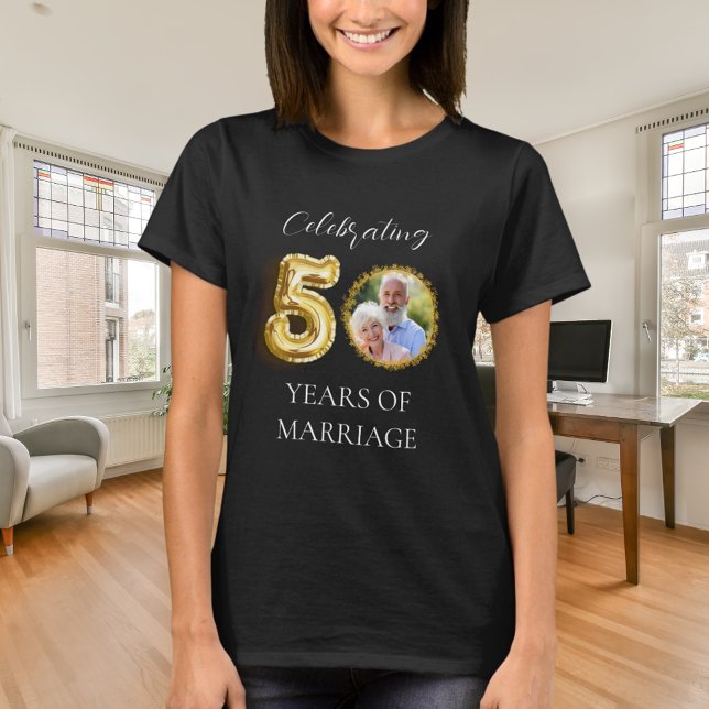 50th wedding anniversary photo gold black T-Shirt (Creator Uploaded)