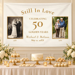 50th Wedding Anniversary Photo Gold Still in Love  Banner