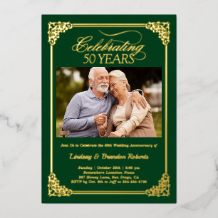 50th Wedding Anniversary Photo Green Gold