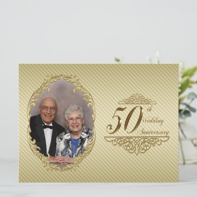50th Wedding Anniversary Photo Invitation Card (Standing Front)