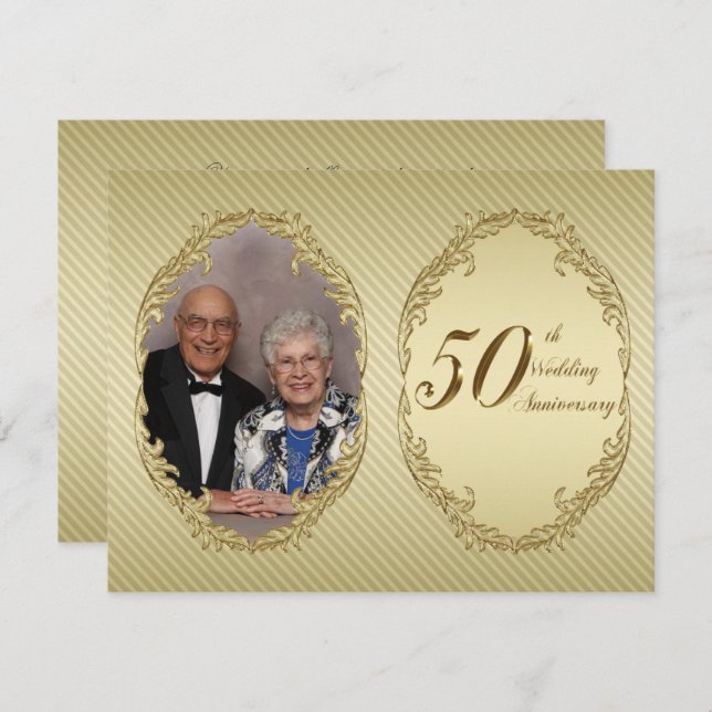 50th Wedding Anniversary Photo Invitation Card (Front/Back)