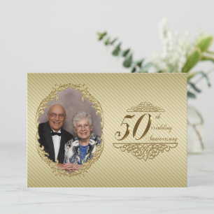 50th Wedding Anniversary Photo Invitation Card