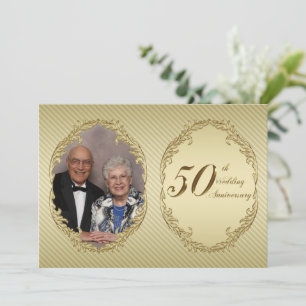 50th Wedding Anniversary Photo Invitation Card
