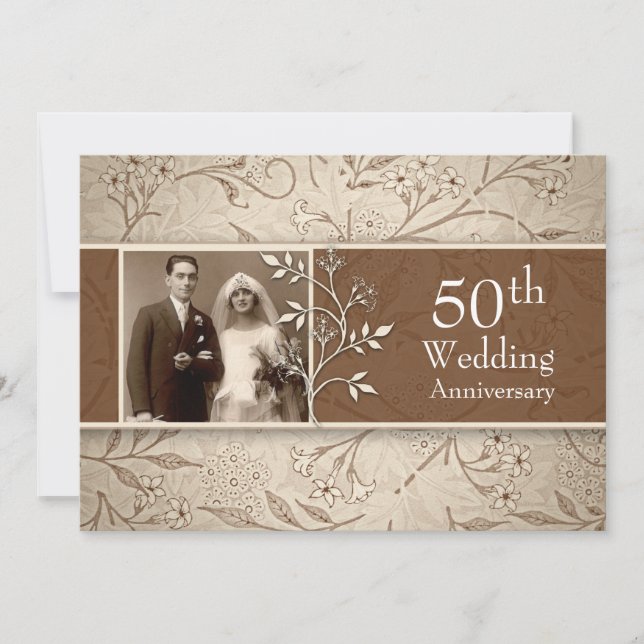 50th wedding anniversary photo vintage invitations (Front)