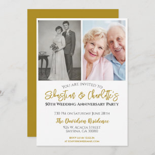 50th Wedding Anniversary Photograph Invitation