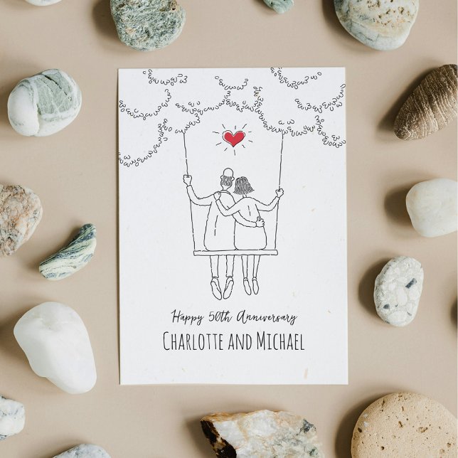 50th Wedding Anniversary Red Heart Swing Card (Creator Uploaded)
