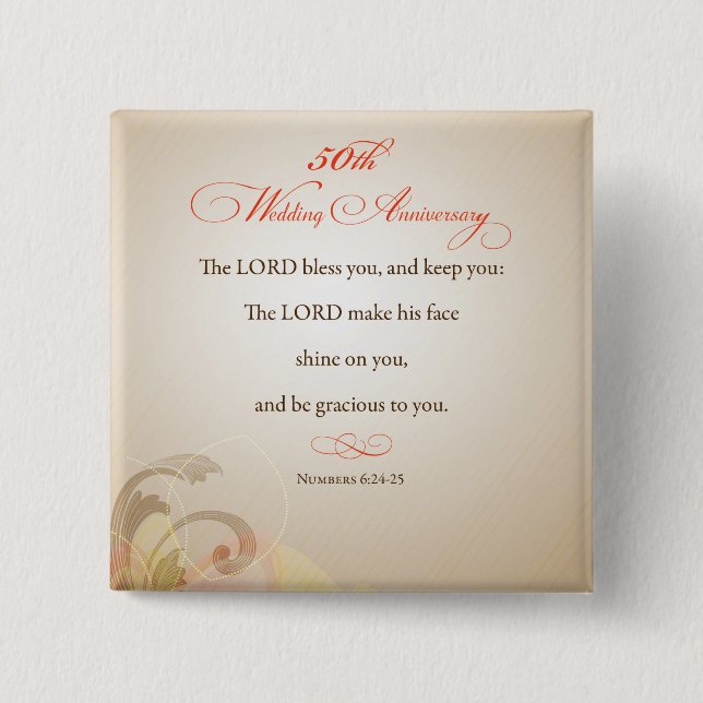 50th Wedding Anniversary, Religious Lord Bless 15 Cm Square Badge (Front)