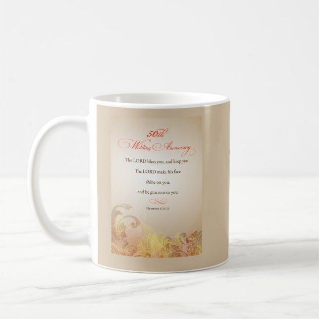 50th Wedding Anniversary, Religious Lord Bless & K Coffee Mug (Left)
