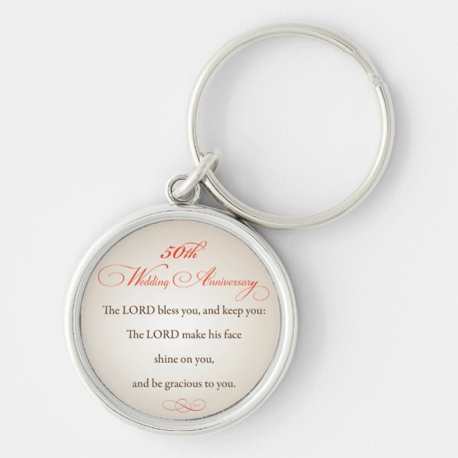 50th Wedding Anniversary, Religious Lord Bless Key Ring (Front)