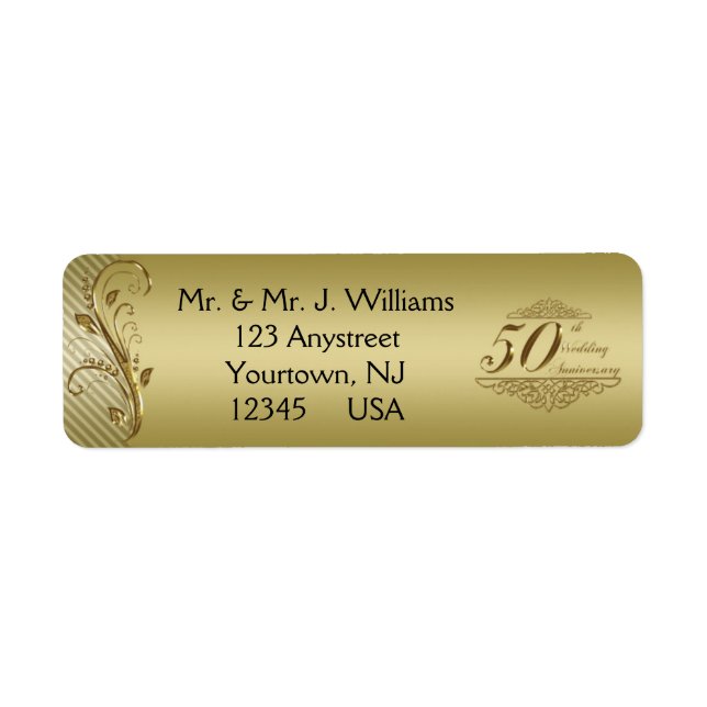 50th Wedding Anniversary Return Address Labels (Front)