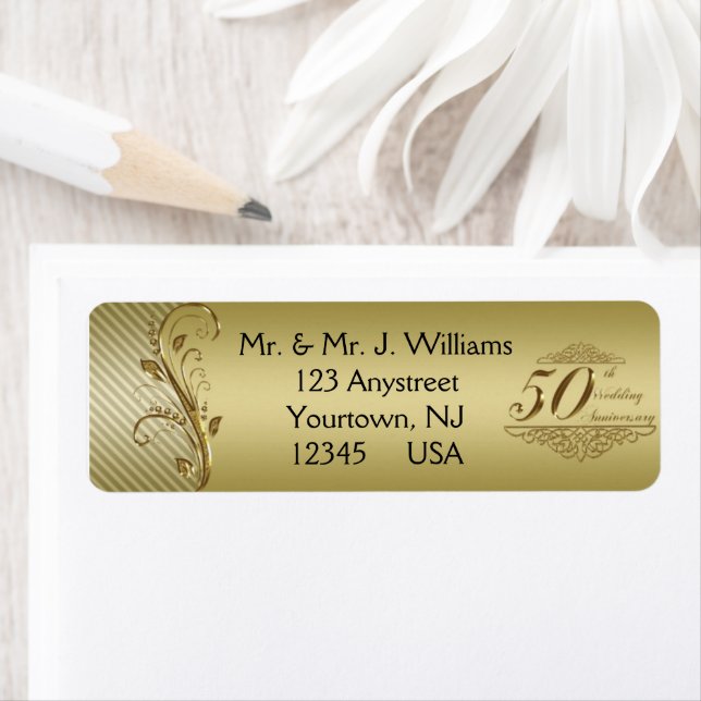50th Wedding Anniversary Return Address Labels (Insitu)