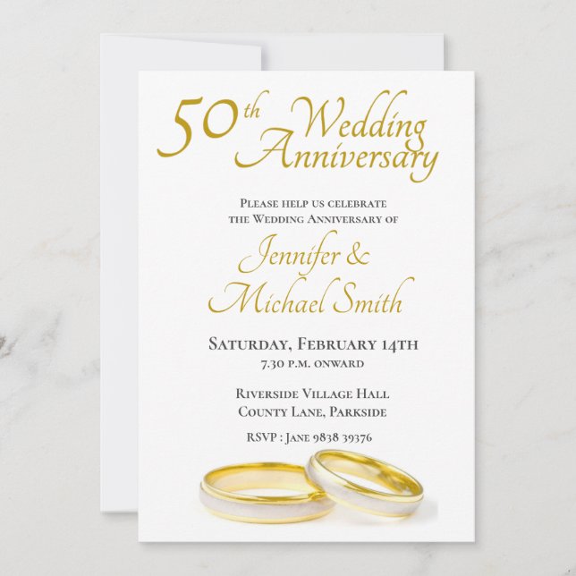 50th Wedding Anniversary Rings Invitation (Front)