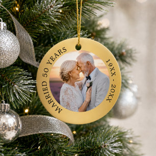 50th wedding anniversary silver photo ceramic tree decoration