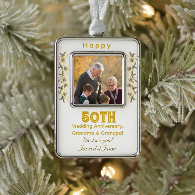 50th Wedding Anniversary  Silver Plated Framed Ornament (Tree)