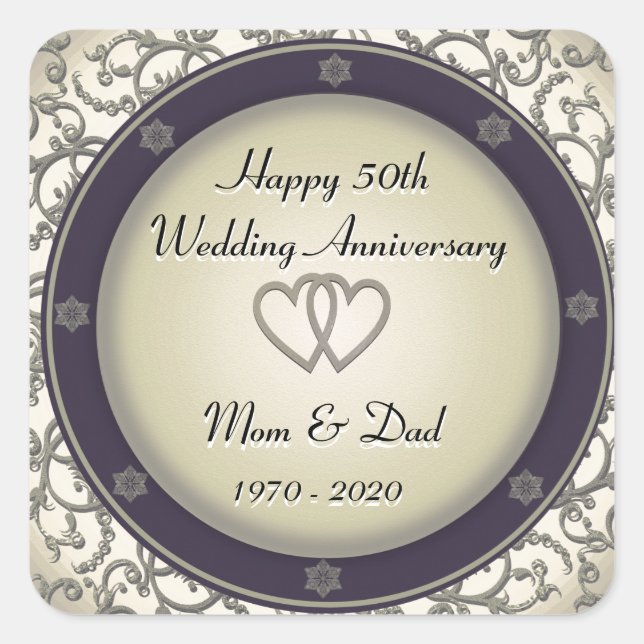 50th Wedding Anniversary Square Sticker (Front)