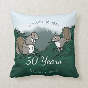 50th Wedding Anniversary Squirrels Cushion