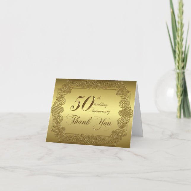 50th Wedding Anniversary Thank You Note Card (Front)