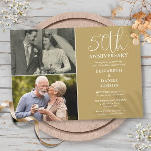 50th Wedding Anniversary Then And Now 2 Photo Invitation