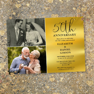 50th Wedding Anniversary Then And Now 2 Photo Invitation