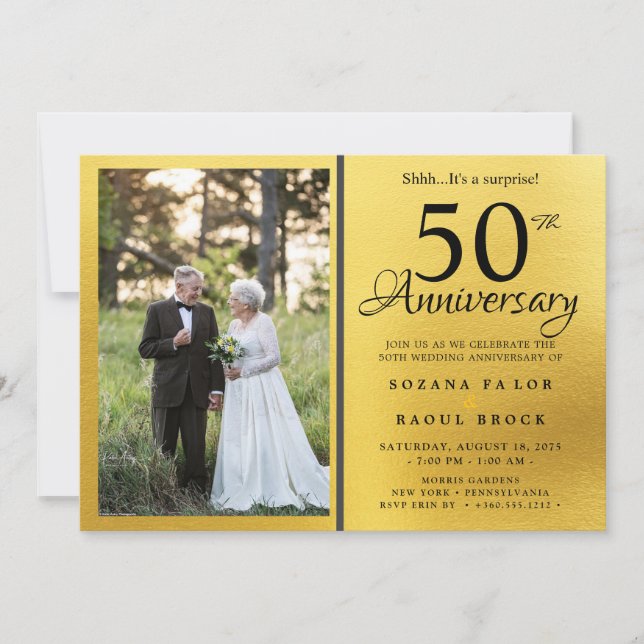50th Wedding Anniversary Then And Now  Photo Invitation (Front)