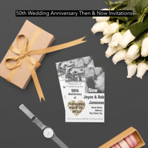 50th Wedding Anniversary Then & Now Photo Invitation