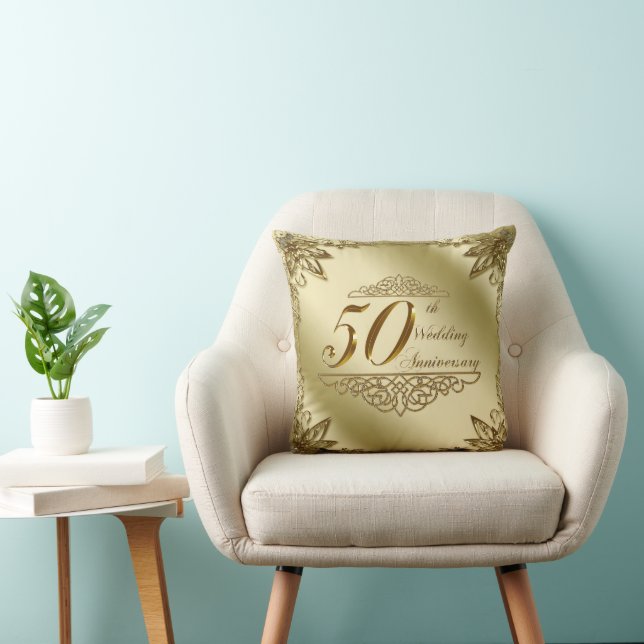 50th Wedding Anniversary Throw Pillow (Chair)