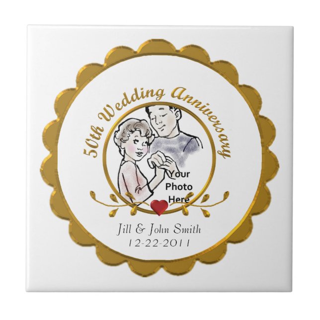 50th Wedding Anniversary Tile (Front)