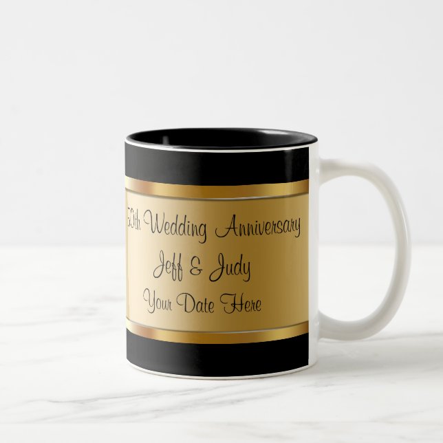 50th Wedding Anniversary Two-Tone Coffee Mug (Right)