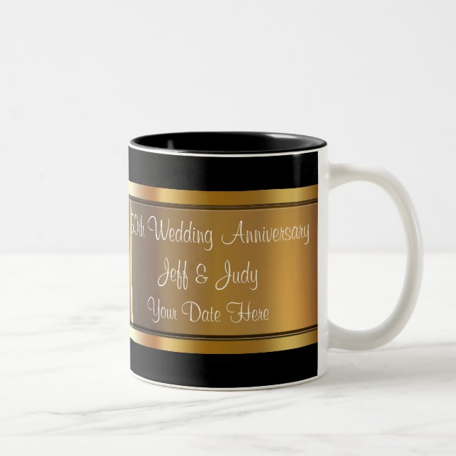 50th Wedding Anniversary Two-Tone Coffee Mug (Right)