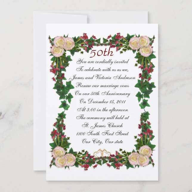 50th Wedding anniversary vow renewal invitation (Front)