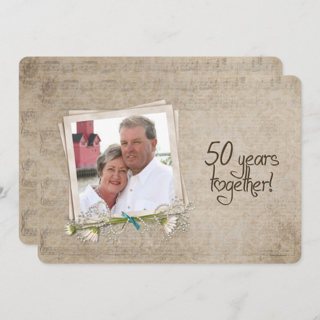 50th Wedding Anniversary Vow Renewal Invitation (Front/Back)