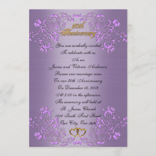 50th Wedding anniversary vow renewal Lavender Invitation